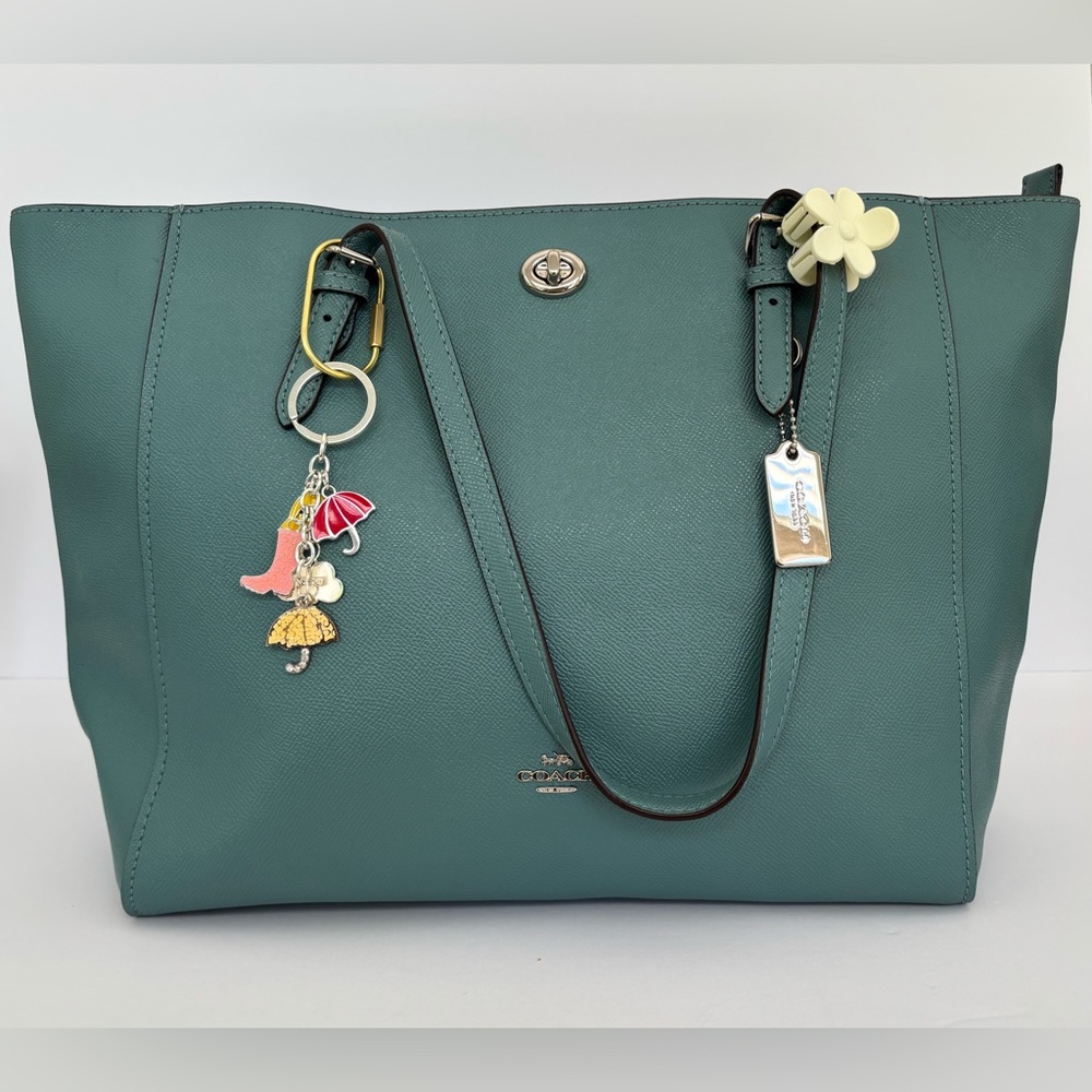 Coach Turnlock Tote Bag Teal